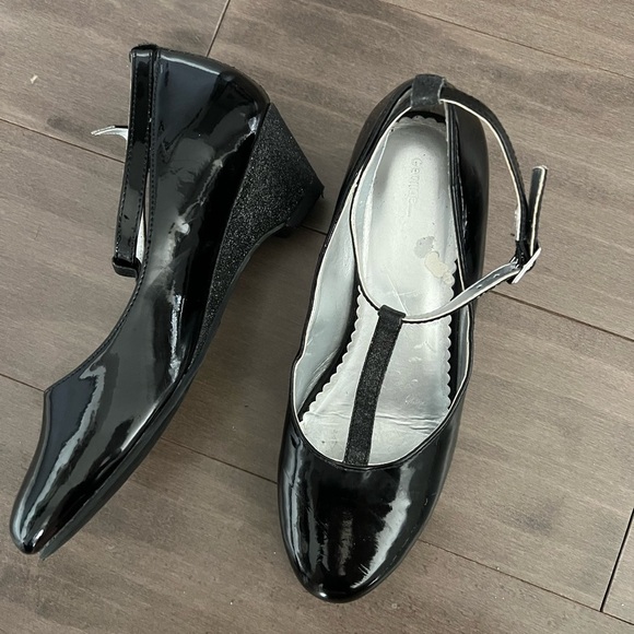 Girls black dress shoe bundle lot size 3,4,5 flats, ballerina, wedge - Picture 4 of 6